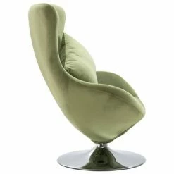 VidaXL Fauteuil pivotant en forme d’œuf avec coussin Vert clair Velours -Fauteuils Soldes image 3 248467