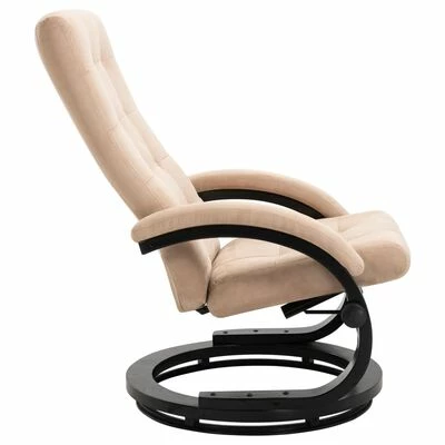 VidaXL Fauteuil inclinable avec repose-pieds Crème Tissu en daim 5 VidaXL Fauteuil inclinable avec repose-pieds Crème Tissu en daim – Image 3