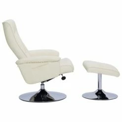VidaXL Fauteuil inclinable avec repose-pied Crème Similicuir -Fauteuils Soldes image 3 248490