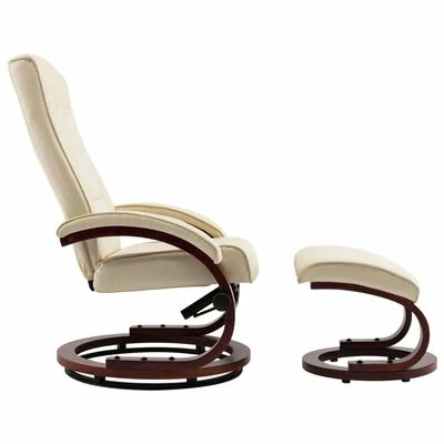 VidaXL Fauteuil inclinable avec repose-pied Crème Similicuir 5 VidaXL Fauteuil inclinable avec repose-pied Crème Similicuir – Image 3
