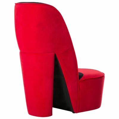 VidaXL Chaise en forme de talon haut Rouge Velours 5 VidaXL Chaise en forme de talon haut Rouge Velours – Image 3