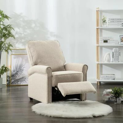 VidaXL Fauteuil inclinable TV Crème Tissu 5 VidaXL Fauteuil inclinable TV Crème Tissu – Image 3