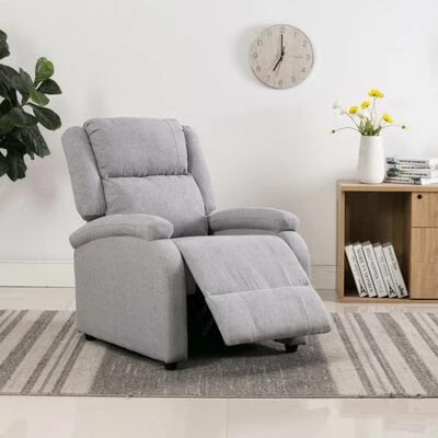 VidaXL Fauteuil inclinable TV Gris clair Tissu 5 VidaXL Fauteuil inclinable TV Gris clair Tissu – Image 3
