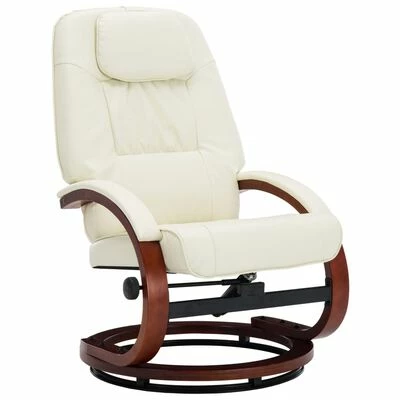 VidaXL Fauteuil inclinable avec repose-pied Blanc cassé Similicuir 5 VidaXL Fauteuil inclinable avec repose-pied Blanc cassé Similicuir – Image 3