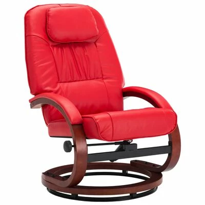 VidaXL Fauteuil inclinable avec repose-pied Rouge Similicuir 5 VidaXL Fauteuil inclinable avec repose-pied Rouge Similicuir – Image 3