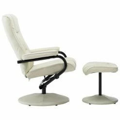 VidaXL Fauteuil TV avec repose-pied Crème Similicuir -Fauteuils Soldes image 3 249299