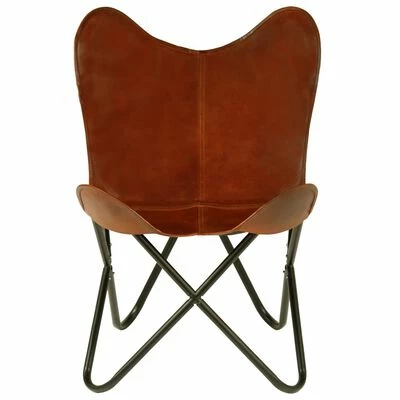 VidaXL Chaises papillon 4 pcs Marron Taille d'enfants Cuir véritable 5 VidaXL Chaises papillon 4 pcs Marron Taille d'enfants Cuir véritable – Image 3