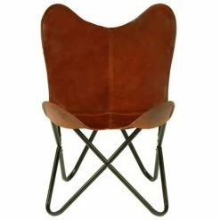 VidaXL Chaises papillon 6 pcs Marron Taille d'enfants Cuir véritable -Fauteuils Soldes image 3 279526