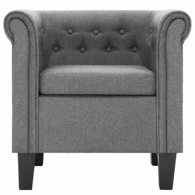 VidaXL Fauteuil avec coussin Gris clair Tissu 5 VidaXL Fauteuil avec coussin Gris clair Tissu – Image 3