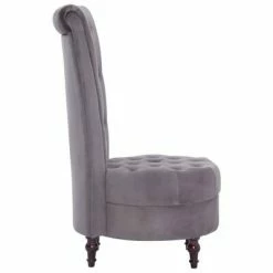 VidaXL Chaise à dossier haut Gris Velours -Fauteuils Soldes image 3 281377