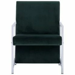 VidaXL Fauteuil avec pieds en chrome Vert foncé Velours 10 VidaXL Fauteuil avec pieds en chrome Vert foncé Velours -Fauteuils Soldes image 3 282158