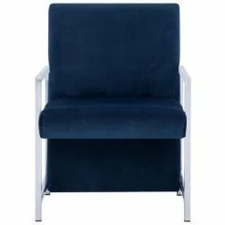 VidaXL Fauteuil avec pieds en chrome Bleu Velours 10 VidaXL Fauteuil avec pieds en chrome Bleu Velours -Fauteuils Soldes image 3 282160