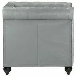 VidaXL Fauteuil Chesterfield Gris Cuir véritable -Fauteuils Soldes image 3 283755
