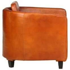 VidaXL Fauteuil Brun roux Cuir véritable -Fauteuils Soldes image 3 283762