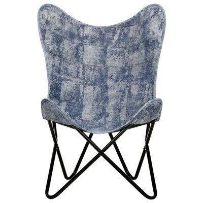 VidaXL Chaise papillon Bleu indigo Toile 5 VidaXL Chaise papillon Bleu indigo Toile – Image 3