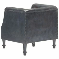 VidaXL Fauteuil Gris Cuir véritable -Fauteuils Soldes image 3 286591