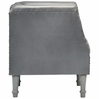 VidaXL Fauteuil Gris Cuir véritable de chèvre 5 VidaXL Fauteuil Gris Cuir véritable de chèvre – Image 3