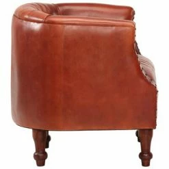 VidaXL Fauteuil tube Marron 62x58x65 cm Cuir véritable -Fauteuils Soldes image 3 286943