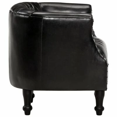 VidaXL Fauteuil tube Noir 62x58x65 cm Cuir véritable 5 VidaXL Fauteuil tube Noir 62x58x65 cm Cuir véritable – Image 3