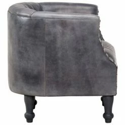 VidaXL Fauteuil tube Gris 62x58x65 cm Cuir véritable -Fauteuils Soldes image 3 286945