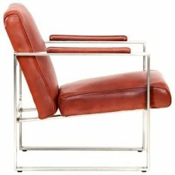 VidaXL Fauteuil tube Marron 60x73x77 cm Cuir véritable -Fauteuils Soldes image 3 286946