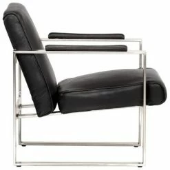 VidaXL Fauteuil tube Noir 60x73x77 cm Cuir véritable -Fauteuils Soldes image 3 286947