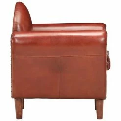 VidaXL Fauteuil tube Marron 77x65x79 cm Cuir véritable -Fauteuils Soldes image 3 286949
