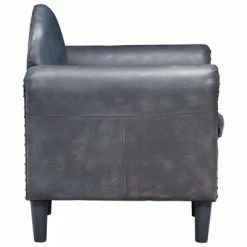 VidaXL Fauteuil tube Gris 77x65x79 cm Cuir véritable -Fauteuils Soldes image 3 286951