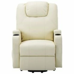 VidaXL Fauteuil inclinable Blanc crème Similicuir 10 VidaXL Fauteuil inclinable Blanc crème Similicuir -Fauteuils Soldes image 3 289751