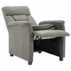 VidaXL Fauteuil inclinable Gris clair Similicuir daim -Fauteuils Soldes image 3 289766