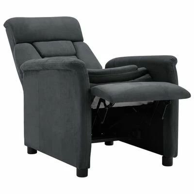 VidaXL Fauteuil inclinable Gris foncé Similicuir daim 5 VidaXL Fauteuil inclinable Gris foncé Similicuir daim – Image 3