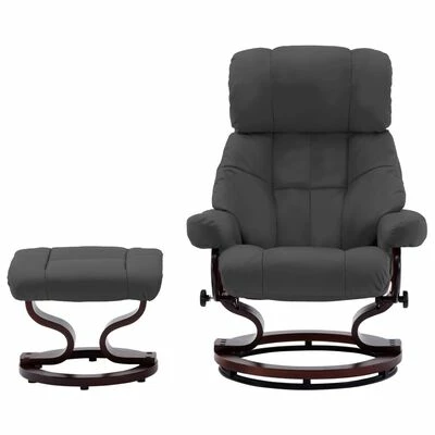 VidaXL Fauteuil avec repose-pied Anthracite Similicuir et bois courbé 5 VidaXL Fauteuil avec repose-pied Anthracite Similicuir et bois courbé – Image 3