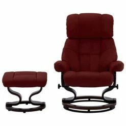 VidaXL Fauteuil repose-pied Rouge bordeaux Similicuir et bois courbé -Fauteuils Soldes image 3 289862