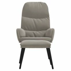 VidaXL Chaise de relaxation avec tabouret Gris clair Velours 10 VidaXL Chaise de relaxation avec tabouret Gris clair Velours -Fauteuils Soldes image 3 3097353