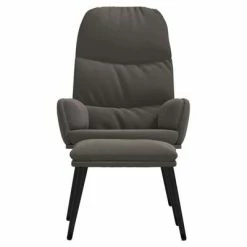 VidaXL Chaise de relaxation avec tabouret Gris foncé Velours 10 VidaXL Chaise de relaxation avec tabouret Gris foncé Velours -Fauteuils Soldes image 3 3097354