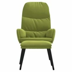 VidaXL Chaise de relaxation avec tabouret Vert clair Velours -Fauteuils Soldes image 3 3097356
