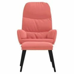 VidaXL Chaise de relaxation avec tabouret Rose Velours -Fauteuils Soldes image 3 3097357