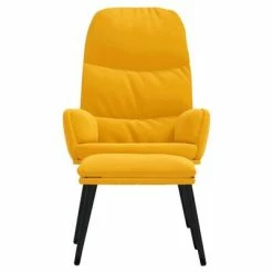 VidaXL Chaise de détente et repose-pied Jaune moutarde Velours -Fauteuils Soldes image 3 3097360