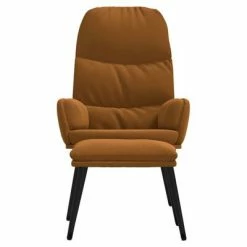 VidaXL Chaise de relaxation avec tabouret Marron Velours -Fauteuils Soldes image 3 3097361