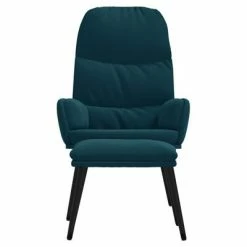 VidaXL Chaise de relaxation avec tabouret Bleu Velours 10 VidaXL Chaise de relaxation avec tabouret Bleu Velours -Fauteuils Soldes image 3 3097363