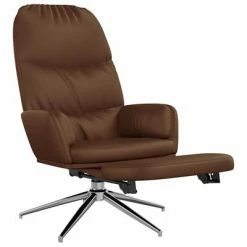 VidaXL Chaise de relaxation avec tabouret Marron brillant Similicuir -Fauteuils Soldes image 3 3097374