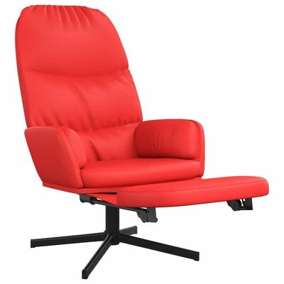 VidaXL Chaise de relaxation avec tabouret Rouge Similicuir 5 VidaXL Chaise de relaxation avec tabouret Rouge Similicuir – Image 3