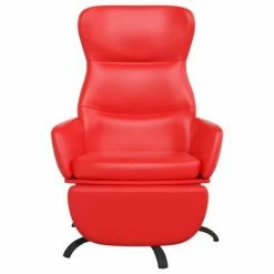 VidaXL Chaise de relaxation avec repose-pied Rouge Similicuir -Fauteuils Soldes image 3 3097456