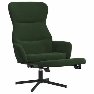 VidaXL Chaise de relaxation avec repose-pieds Vert foncé Velours 5 VidaXL Chaise de relaxation avec repose-pieds Vert foncé Velours – Image 3