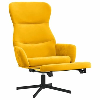 VidaXL Chaise de relaxation avec repose-pieds Jaune moutarde Velours 5 VidaXL Chaise de relaxation avec repose-pieds Jaune moutarde Velours – Image 3