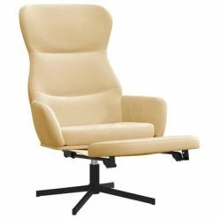 VidaXL Chaise de relaxation avec repose-pieds Blanc crème Velours -Fauteuils Soldes image 3 3097504