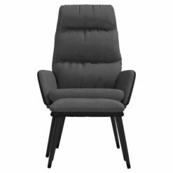 VidaXL Chaise de relaxation avec tabouret Gris foncé Tissu similicuir -Fauteuils Soldes image 3 3097507