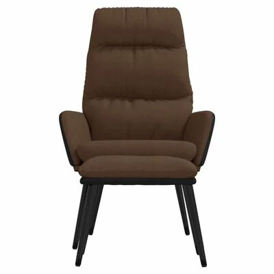VidaXL Chaise de relaxation avec tabouret Marron Tissu et similicuir 5 VidaXL Chaise de relaxation avec tabouret Marron Tissu et similicuir – Image 3