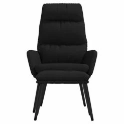 VidaXL Chaise de relaxation avec tabouret Noir Tissu et similicuir -Fauteuils Soldes image 3 3097511