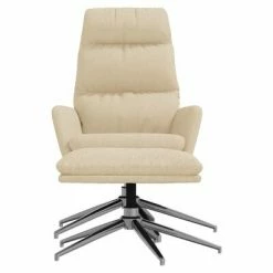 VidaXL Chaise de relaxation avec tabouret Crème Tissu 10 VidaXL Chaise de relaxation avec tabouret Crème Tissu -Fauteuils Soldes image 3 3097515